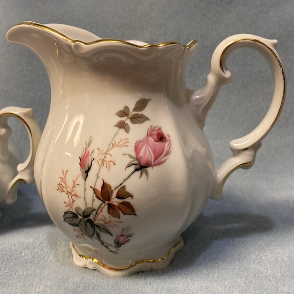 PinkRose Mitterteich Bavaria Germany Creamer and Lidded Sugar Bowl set - Picture 3 of 15